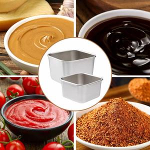 Vaisselle en acier inoxydable 304, récipient à salade/tomate réutilisable anti-fuite de 60/180 ml, assiette/boîte avec couvercle en silicone - Product Image 4