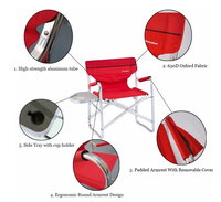 Chaise de réalisateur portable en aluminium robuste pour l'extérieur, pliable, avec table latérale