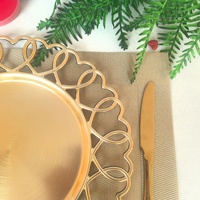 Assiettes de présentation haut de gamme en plastique à motif végétal, écologiques, non toxiques, style luxe léger rétro, pour l'hôtellerie et les mariages