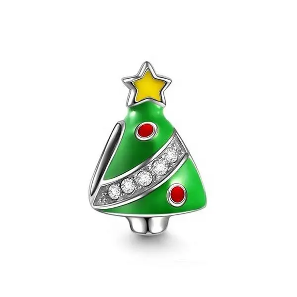 Abalorio de árbol de <span class=keywords><strong>Feliz</strong></span> <span class=keywords><strong>Navidad</strong></span>, joyería S925, fabricación de joyas, envío directo