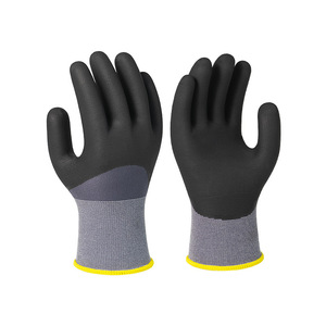 Gants en caoutchouc <span class=keywords><strong>nitrile</strong></span> à surface enduite, ultra-fine mousse, antidérapants, poignet élastique, sans poudre, résistants à l'huile, vente en gros d'usine, OEM - Product Image 1