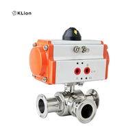 Vanne à boisseau sphérique sanitaire KLion Factory, raccordement électrique à pince, 3 voies en T, 2 pouces, SS316L, qualité alimentaire, aseptique, hygiénique, pour eau, OEM