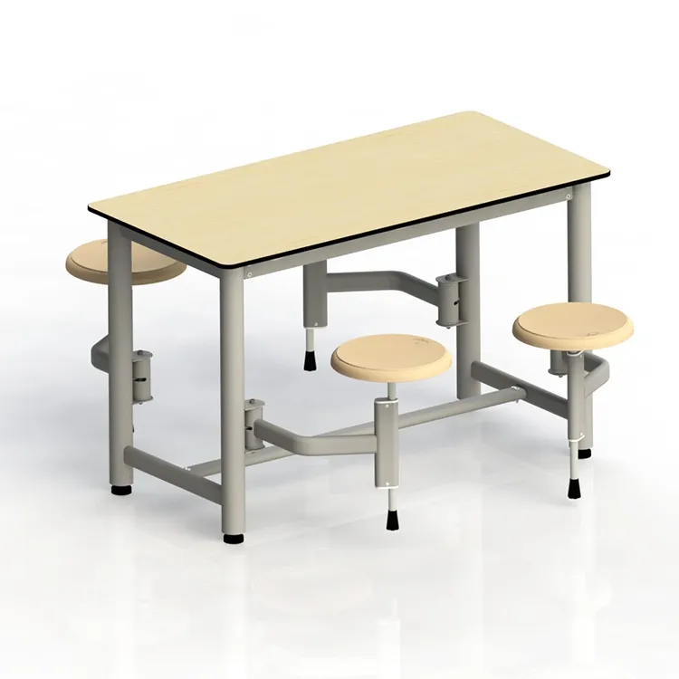 Yj Custom School Kantine Moderne Rechthoekige 4 Stoelen Verstelbare Eettafel Set