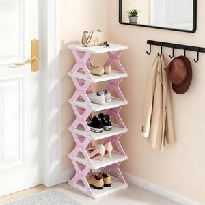 Meuble à chaussures moderne multi-niveaux, simple et peu encombrant, pour petits espaces étroits, idéal pour l'entrée. - Product Image 5