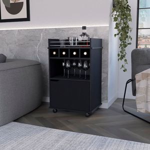 Kinsley DB Black <b>Storage</b> <b>Cart</b> Elegant Bar <b>Cart</b> for Living Room - Product Image 1
