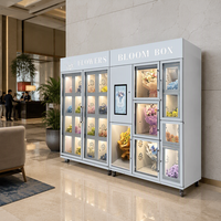 Distributeur automatique de fleurs blanc et gris, vitrine multi-compartiments pour bouquets avec écran tactile pour fleuriste, aéroport, commerce de détail