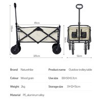 Chariot de camping d'extérieur à vente chaude, chariot utilitaire pliable en métal à 4 roues portable