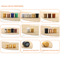 Bouteille octogonale noire d'huile parfumée Glass Attar de 3ml 6ml 12ml personnalisée avec couvercle doré couvercle noir