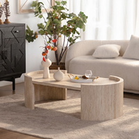 Meubles de style nordique de luxe, décoration intérieure, table basse en travertin, table à thé en bois, table basse en marbre pour le salon
