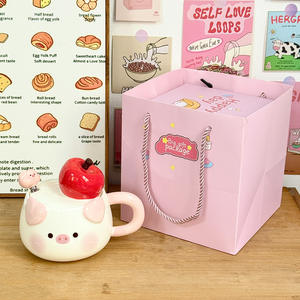 Tasse en céramique Dragon Nest Pig 401-500ml avec couvercle et cuillère pour filles, couple, tasse à café, cadeau - Product Image 5