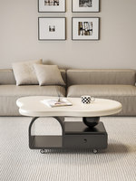 Table basse en métal style crème, mobile, en forme de nuage, avec espace de rangement, design moderne pour petits salons, usage domestique, sans assemblage