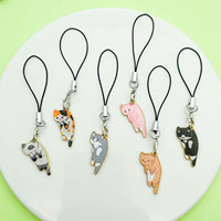 Porte-clés en peluche, pendentif chat de dessin animé en alliage avec finition émaillée, mignon, pour sac à dos, portefeuille, voiture, téléphone, style Kawaii