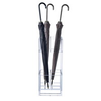 Porte-parapluie vertical debout au sol en acrylique transparent de qualité supérieure avec 4 séparateurs Support de présentoir en lucite pour parapluies longs