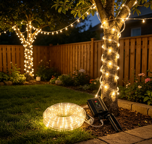 Guirnalda de Luces <span class=keywords><strong>LED</strong></span> Solares con Tubo de PVC, IP44 Impermeable, <span class=keywords><strong>Manguera</strong></span> Flexible, 8 Modos de Iluminación, Encendido/Apagado Automático, Fácil Instalación con Estaca para Tierra, para Exteriores - Product Image 4