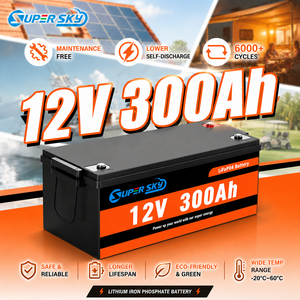 Batterie au lithium 12V 300Ah LiFePO4 avec BMS intelligent Bluetooth, pack de batteries lithium-ion pour stockage d'énergie domestique (stock européen) - Product Image 1