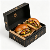 Boîte à hamburger en papier blanc biodégradable robuste, écologique, impression quadricolore, motif logo personnalisé, résistante à l'huile et à la graisse, directement de l'usine