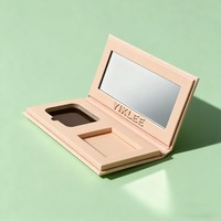 Organisateur de cosmétiques en papier, 2 fentes rectangulaires avec miroir pour pinceaux de maquillage, houppettes et boîte de recharge magnétique, boîtes en papier écologiques