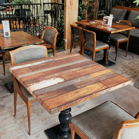 Table à manger carrée élégante en bois massif de 70 cm (700 mm) – Style moderne et antique pour restaurant, hôtel, cuisine, extérieur, salon, chambre, café