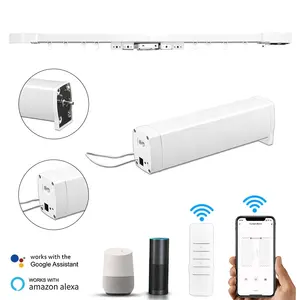 Télécommande vocale compatible avec le moteur de rideau intelligent Alexa WiFi Rail de moteur de volet roulant intelligent de piste de rideau rétractable