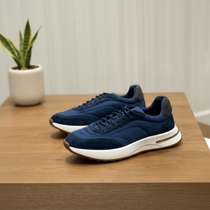 Sneakers Casual da Uomo per Allenamento, Tomaia in Tessuto Scamosciato, Design Bicolore, Suola Morbida in Gomma Naturale - Product Image 2