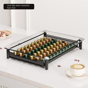 Estante de almacenamiento de cápsulas <span class=keywords><strong>Nespresso</strong></span> de vidrio de alta calidad, <span class=keywords><strong>caja</strong></span> de soporte de almacenamiento de cápsulas de café estilo cajón de acero al carbono - Product Image 4