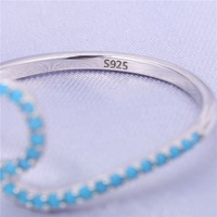 Bijoux pour femme, boucles d'oreilles en argent Sterling 925, vague d'océan, bague de doigt, perles bleues