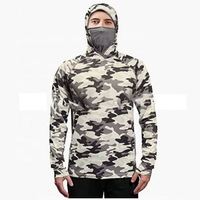 Kaos Pancing Digital Print Camo Khusus dengan Hoodie dan Masker Pelindung UV Ukuran Besar, Fitur Bernapas dan Tahan Air