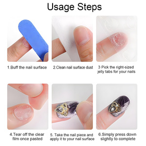 Kits de 6 faux ongles à presser, comprenant lime à ongles, repousse-cuticules, colle <span class=keywords><strong>gel</strong></span>ée, coton imbibé d'alcool, dissolvant de vernis à ongles / Parfait pour les faux ongles faits main - Product Image 3