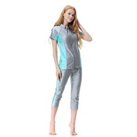 Meilleures ventes Maillot de bain islamique bleu Patchwork Maillot de bain musulman trois pièces