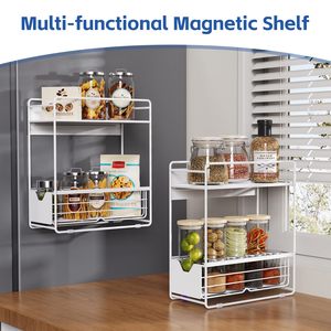 <b>Maximize</b> Vertical Space with a Strong Magnetic Slide-Out Rack Perfect for Kitchen & Laundry Storage - Product Image 3