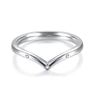 V Thumb Ring 925 Sterling Silver Chevron Wedding Band Ring, Princess Wishbone Ring Engagement Jewelry Gift for Woman Girls