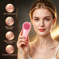 Nettoyant visage en silicone et masseur facial 2-en-1 chauffant à compresse chaude, étanche IPX7, nettoyeur de pores pour usage domestique, format voyage