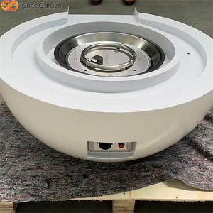 White Corten Steel Firepit <b>Heater</b> with Pool Waterfall & Poker-Eco-Friendly Remote Control Outdoor Decor - Product Image 1