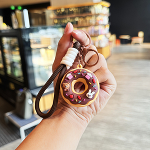QYS New Cartoon Simulation Donut Keychain Cute Pendant Couple <b>Bag</b> Charm <b>Key</b> <b>Ring</b> Gift Pvc Custom Keychain 3D Rubber - Product Image 5
