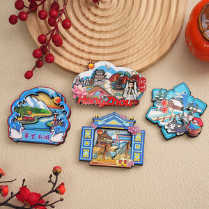 Ville en trois dimensions écologique résine artisanat aimant chute colle réfrigérateur touristique mémorial en gros - Product Image 4