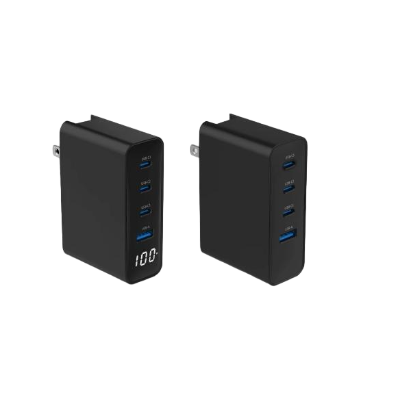 Innovative High Tech 100W PD Fast Charger for Mobile Phone with 3 Type-C and 1 USB Port Real-Time Display Adapter