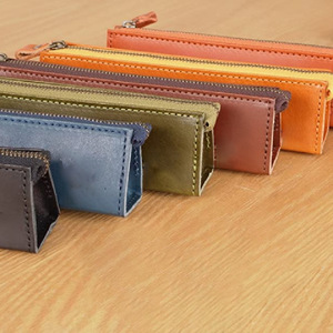 Estuches de lápices personalizados de cuero PU, estilo japonés, estuches minimalistas para estudiantes, bolsas de papelería con cremallera a la moda, regalo. - Product Image 3