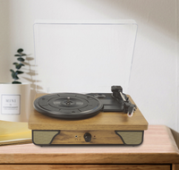Venta caliente Vintage Reproductor de discos de vinilo BT y AUX Sistema estéreo Reproductor de discos Altavoz Estilo Retro