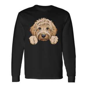 Camiseta de manga larga con diseño de perro Golden Doodle, diseño de Golden Doodle peinado y adorable que se mueve de la esquina para mirar. - Product Image 1