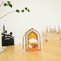 Ornement suspendu en bois Ramadan Kareem, décoration d'arche de mosquée Eid Mubarak, décoration de maison musulmane