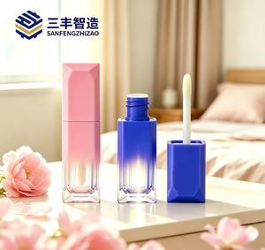 Gradient Pink Blue Square Plastic Lip Gloss Tube <b>5ml</b> Empty Cosmetic Container Screw Cap Frosted Surface - Product Image 3