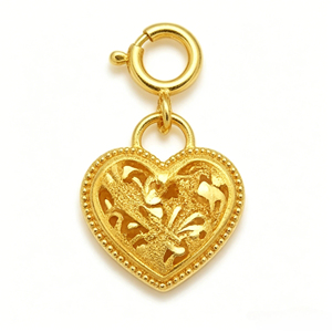 Pendentif Cœur en Or 18K/14K avec Fermoir à Ressort, Breloque Cœur Creux pour Bracelet et Collier, Bijoux Fins, Breloque DIY - Product Image 6