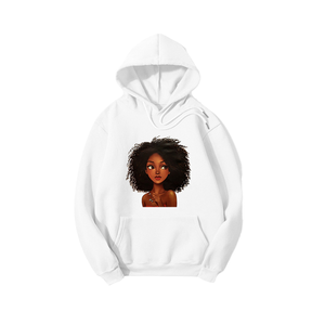 Sudadera Blanca para Mujer con Estampado de Chica Afro, Impresión Digital, Corte Regular, Sudadera de Algodón con Logotipo Frontal, Ropa Casual de Otoño - Product Image 1