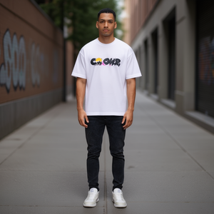 Camiseta Blanca Extra Grande Personalizada para Hombre, 100% Algodón, 220 g/m², Corte Holgado, Logotipo Estampado en la Parte Delantera, Estilo Casual Urbano - Product Image 2