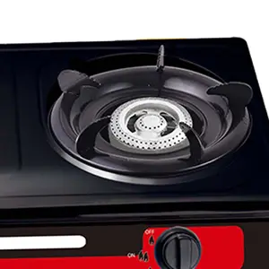 Cuisinière à gaz à double brûleur avec panneau en acier inoxydable