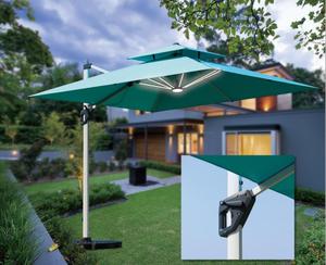 Waterproof Large Cantilever Umbrella with Solar <b>Panel</b> <b>Lighting</b> - Product Image 2