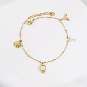 स्टेनलेस स्टील ब्रेसलेट महिला गहने समुद्र तट एंडी आकर्षण ट्रेंडी खोल समुद्र तट फुट श्रृंखला - Product Image 3