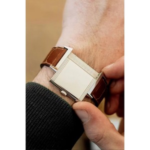 2025 Square Reversal Charm Women's Unisex <b>Watch</b> Brown Genuine Leather Strap Sapphire Crystal Pointer Stainless Steel <b>Case</b> 50M - Product Image 5