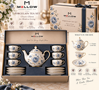 Ensemble théière et tasses à café en porcelaine vintage style français, vaisselle en céramique écologique faite à la main, 300 ml, cadeau mignon pour la maison