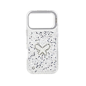 <span class=keywords><strong>Coque</strong></span> de téléphone 3-en-1 en résine papillon scintillante, ornée de perles et de diamants, avec cadre d'objectif et béquille pour <span class=keywords><strong>iPhone</strong></span> 15 16 17 - Product Image 4